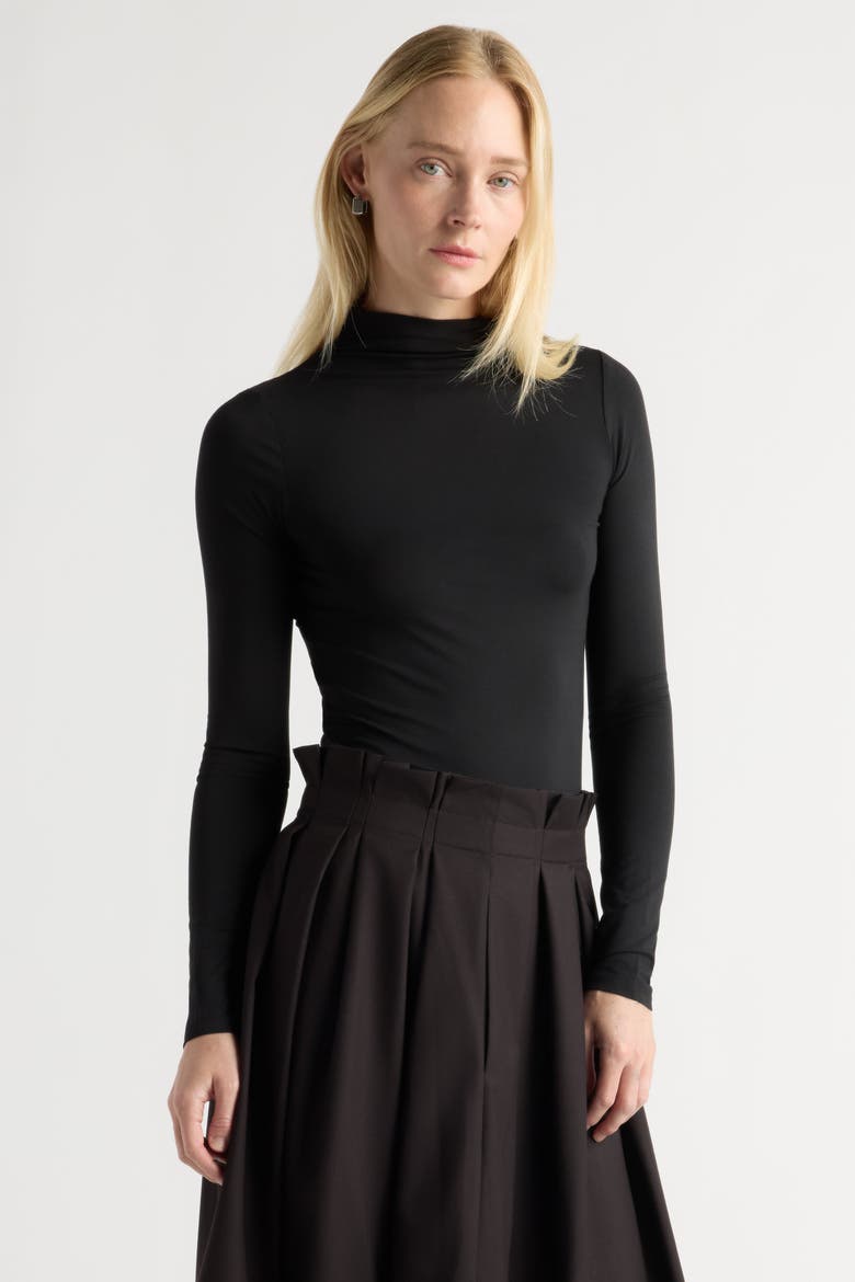 Ava Mock-neck Long-sleeve Tee, Alternate, color, Black