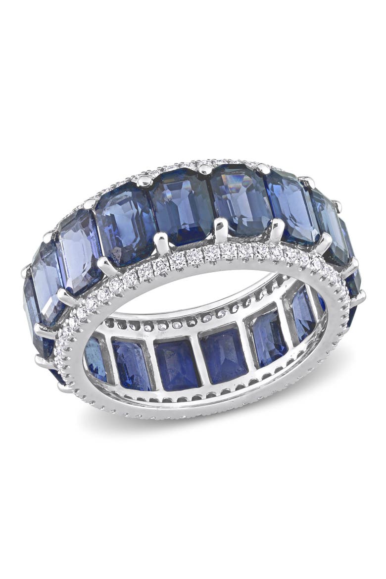 Gemstone & Diamond Eternity Ring 14k, Main, color, Blue Sapphire/White Gold