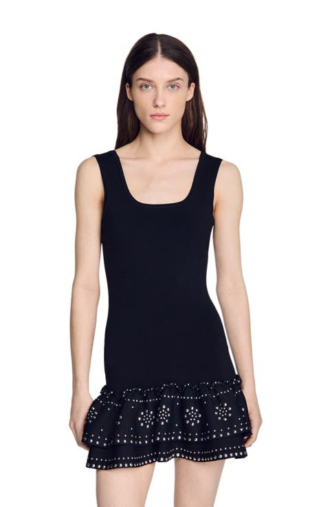 Short knit dress with studs