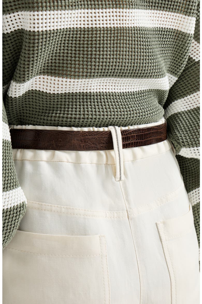 Fluid twill baggy trousers, Alternate, color, Ivory