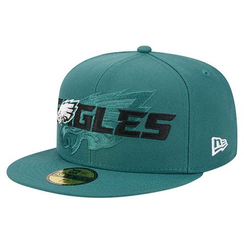 Men
s New Era  Midnight Green Philadelphia Eagles Overlap Wordmark 59FIFTY Fitted Hat