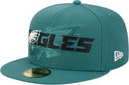 New Era Men's New Era  Midnight Green Philadelphia Eagles Overlap Wordmark 59FIFTY Fitted Hat