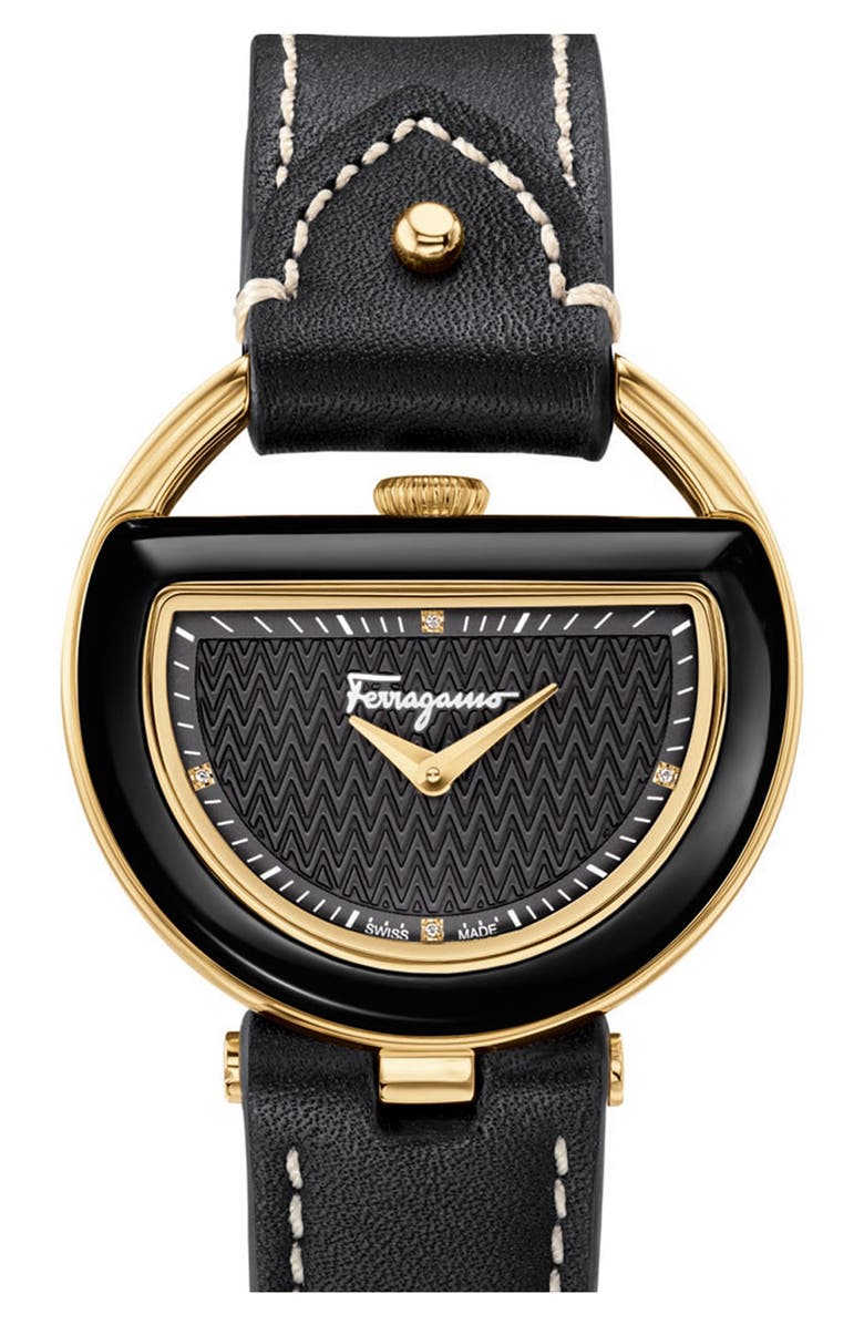 FERRAGAMO Salvatore Ferragamo 'Buckle' Leather Strap Watch, 37mm, Main, color,