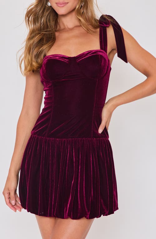 Vici Collection Veronica Velvet Bubble Hem Minidress In Burgundy