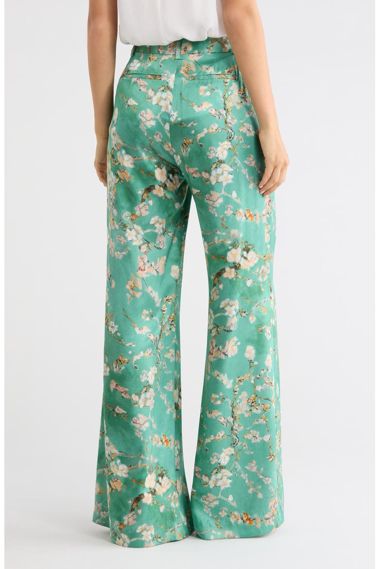 Pilar Wide Leg Silk Pants, Alternate, color, TEAL WATERCOLOR CHERRY BLOSSOM