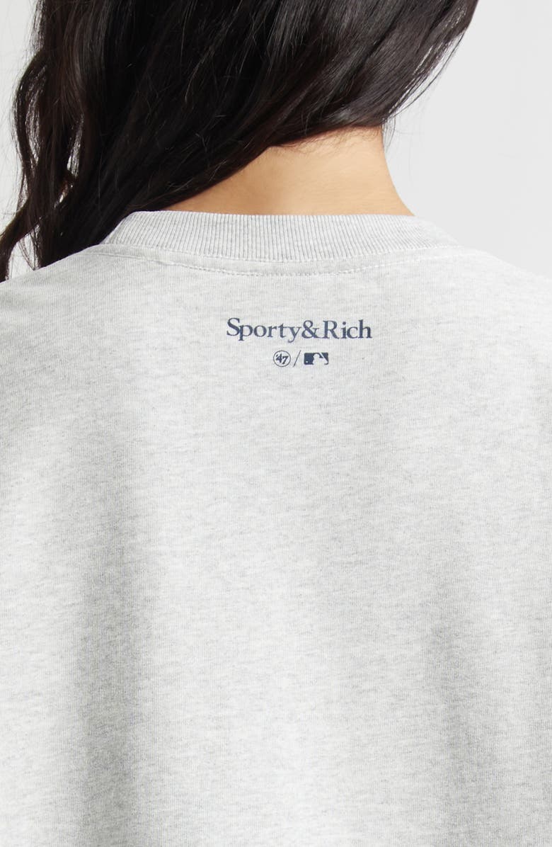 Sporty & Rich Gender Inclusive Yankees Ivy Fleece Graphic Sweatshirt, Alternate, color, Heather Gray