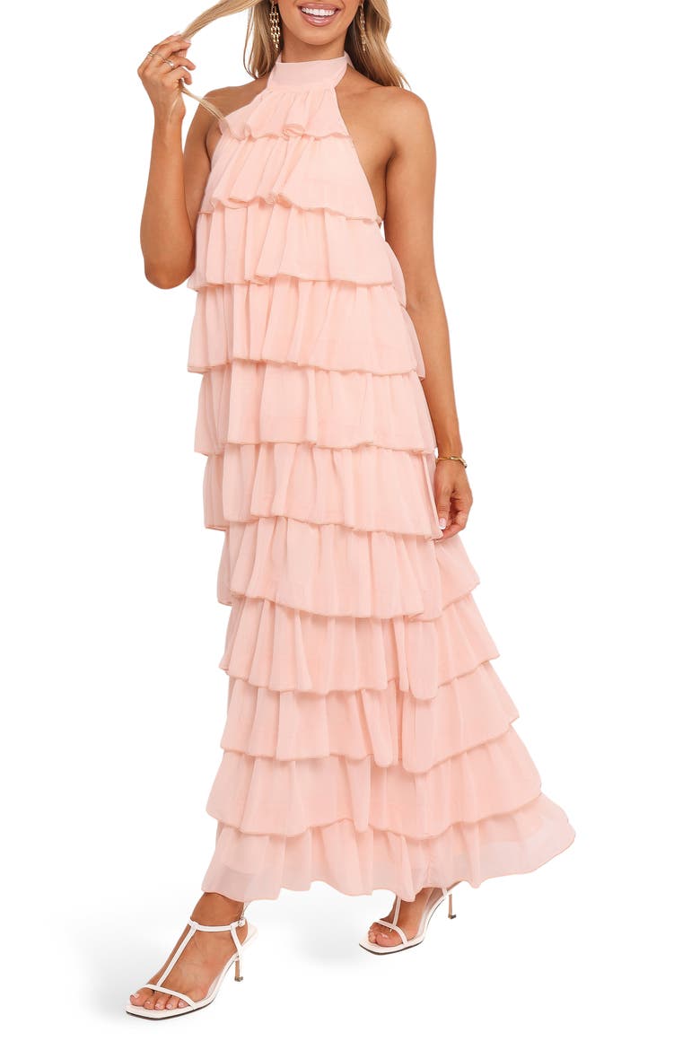 Zoella Ruffle Tiered Maxi Dress, Alternate, color, PINK