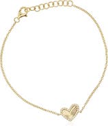 The Lovery Fine Jewelry Asymmetrical Fluted Gold Diamond Heart Bracelet