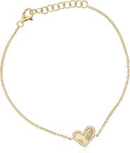 The Lovery Fine Jewelry Asymmetrical Fluted Gold Diamond Heart Bracelet