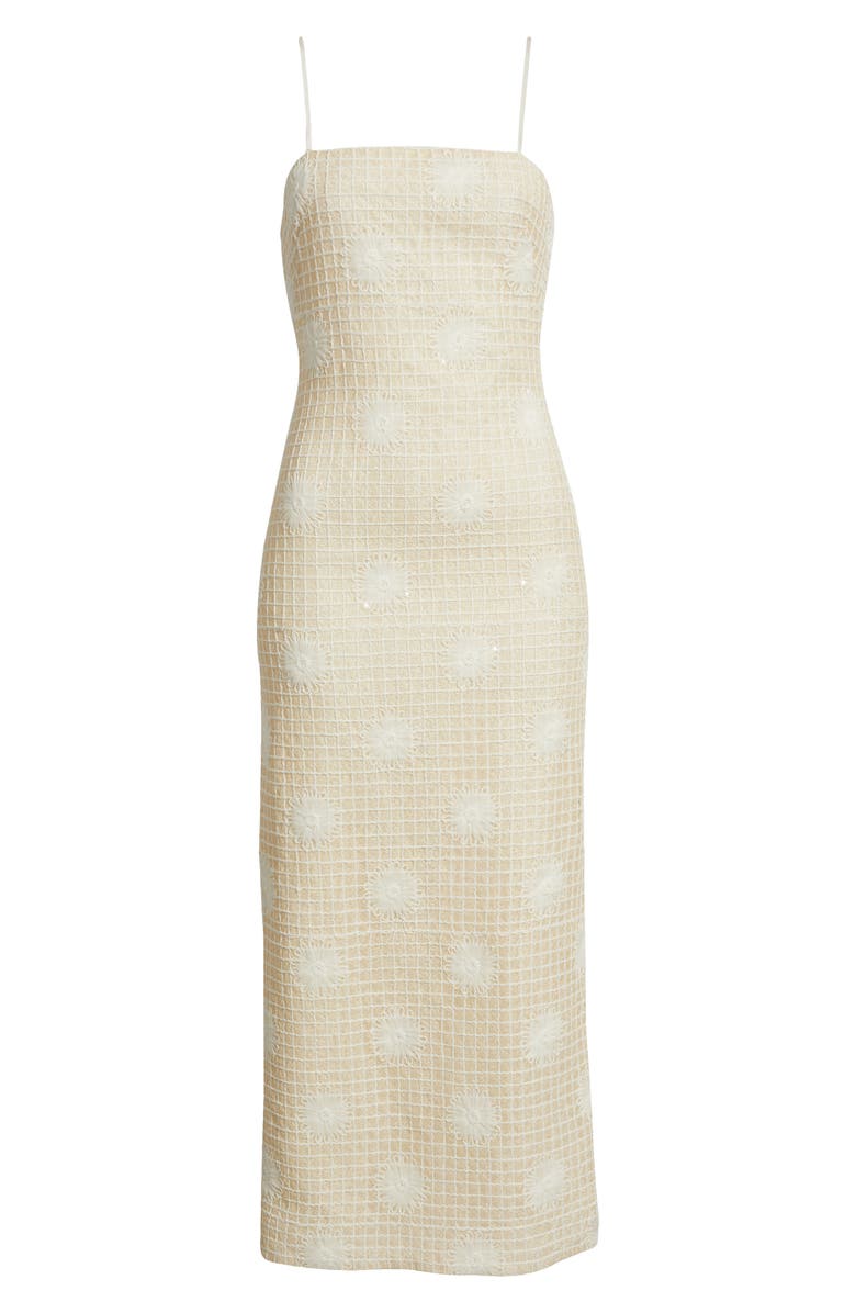 Vince Camuto Embroidered Sheath Dress, Alternate, color, Natural