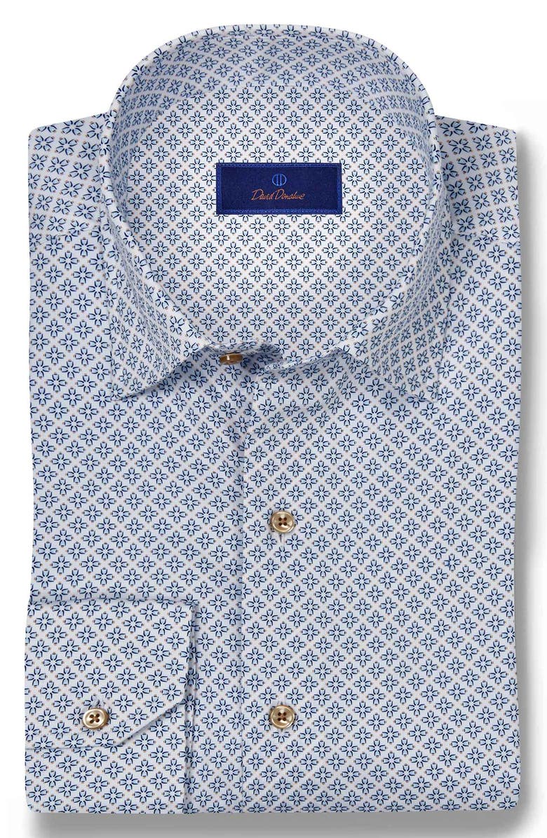 David Donahue Geometric Print Sport Shirt, Main, color,