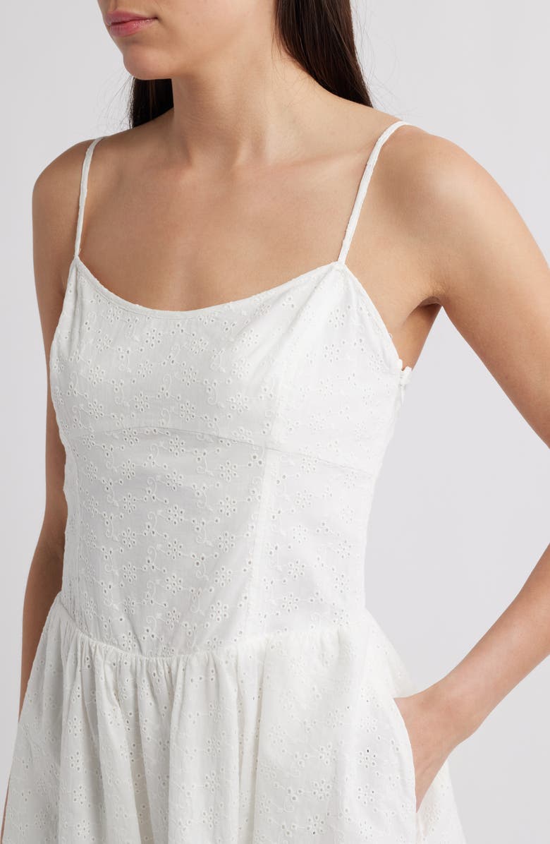 Charles Henry Cotton Eyelet Minidress, Alternate, color, Ivory