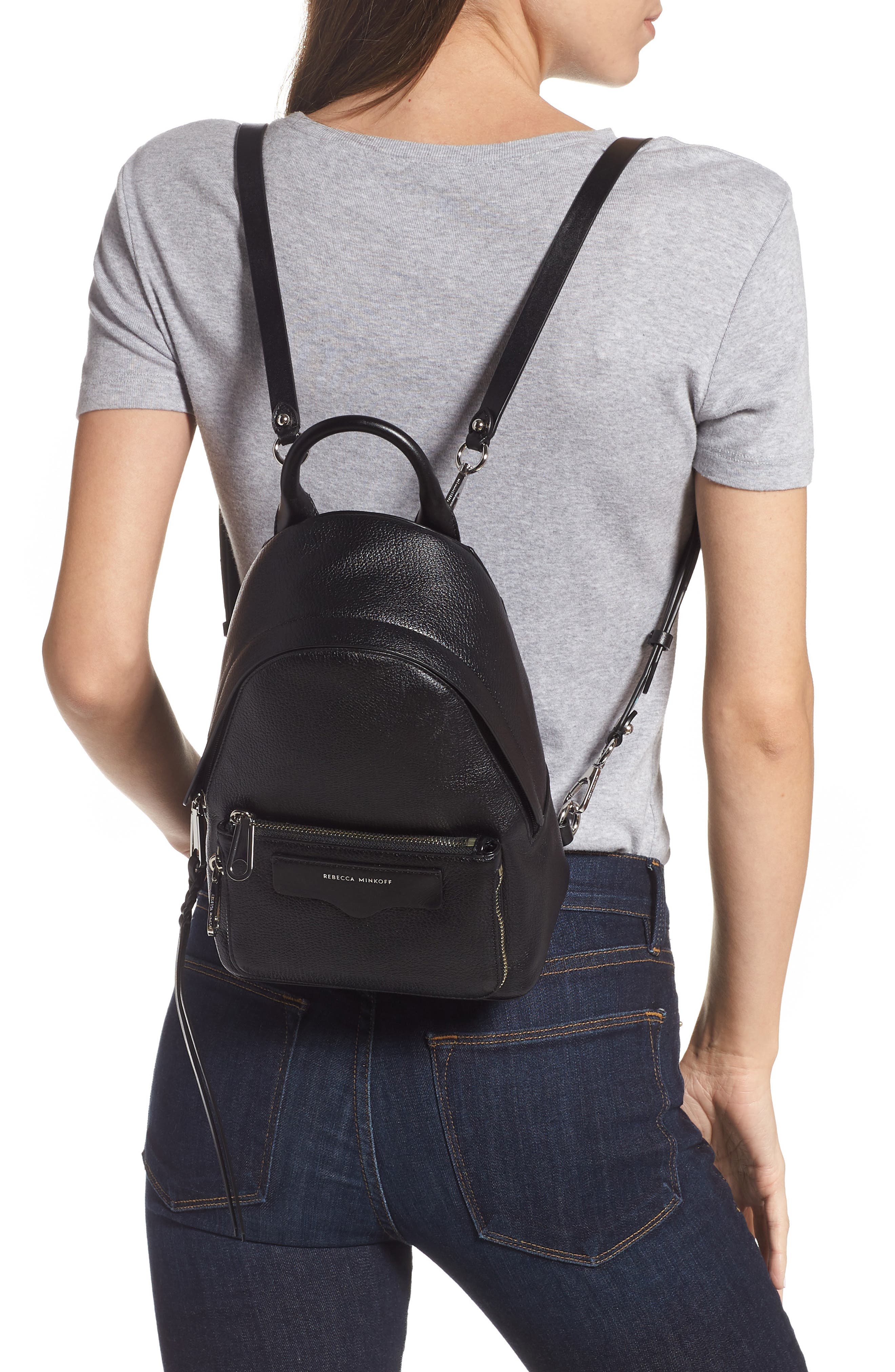 Rebecca Minkoff Mini Emma Convertible Leather Backpack, Alternate, color, 