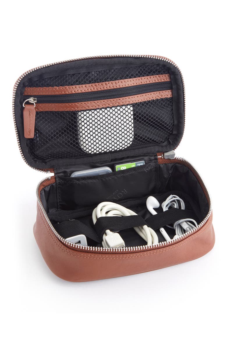 Leather Tech Accessory Case, Alternate, color, TAN- GOLD FOIL