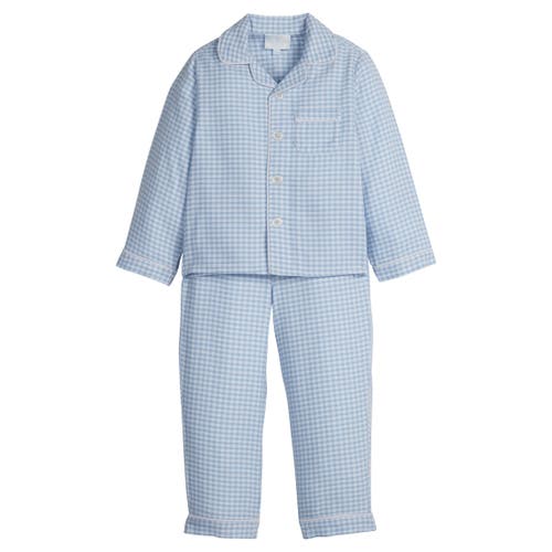 Little English Kids' Classic Pajama Set in Light Blue Gingham 