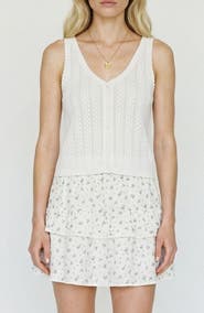 VERO MODA Lux Light Pointelle Knit Cotton Blend Button-Up Tank