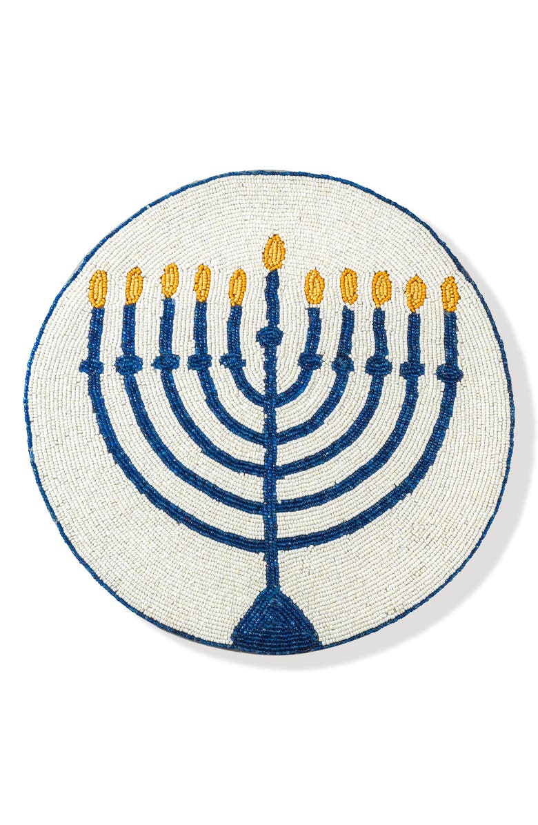 Tiramisu The Chanukah Frost Beaded Placemat, Main, color, White