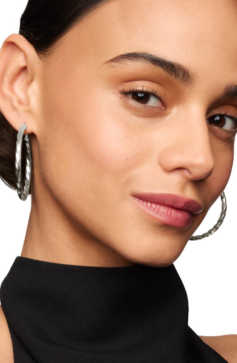 David Yurman Cable Edge<sup>™</sup> Hoop Earrings in Recycled Sterling Silver, Alternate, color,