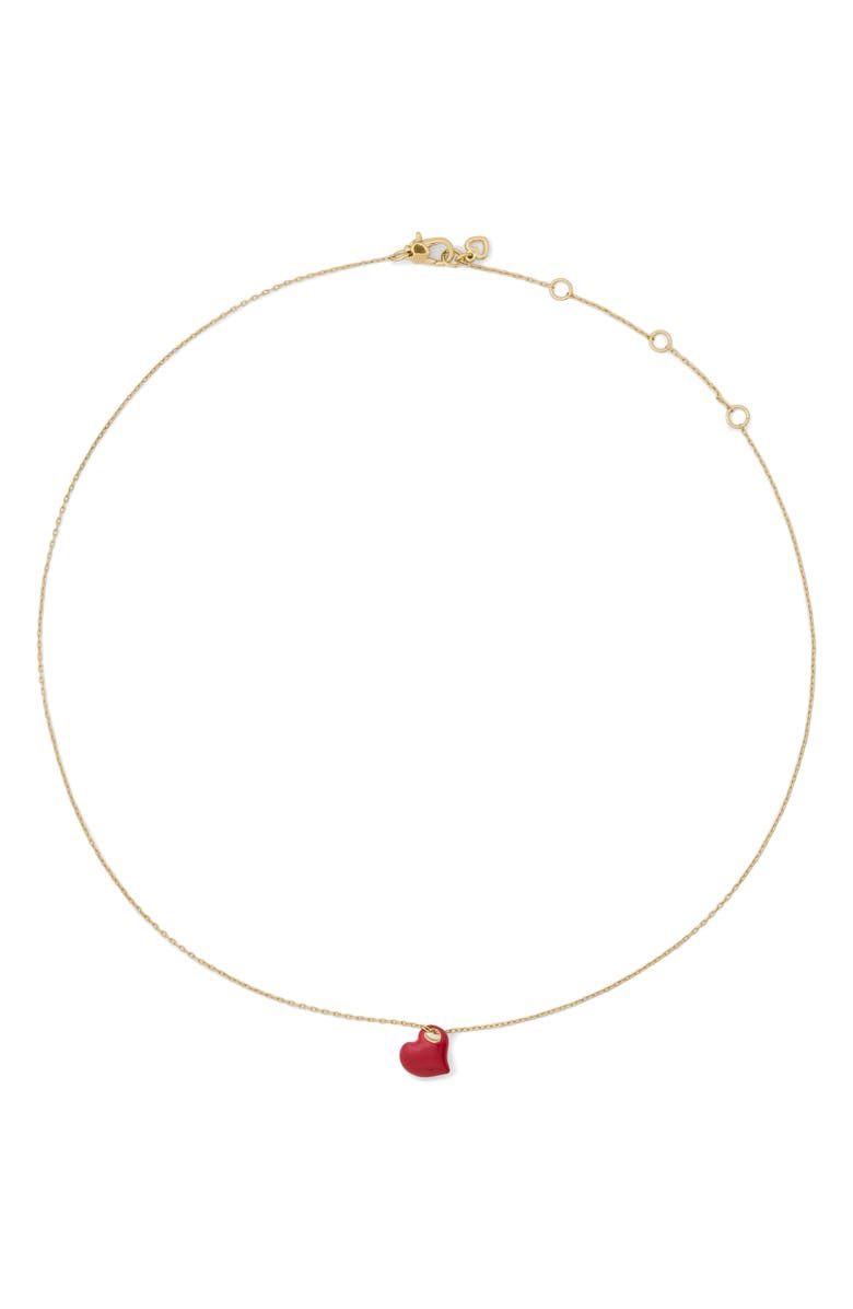 Kate Spade New York puffy heart pendant necklace, Alternate, color, Dark Scarlet