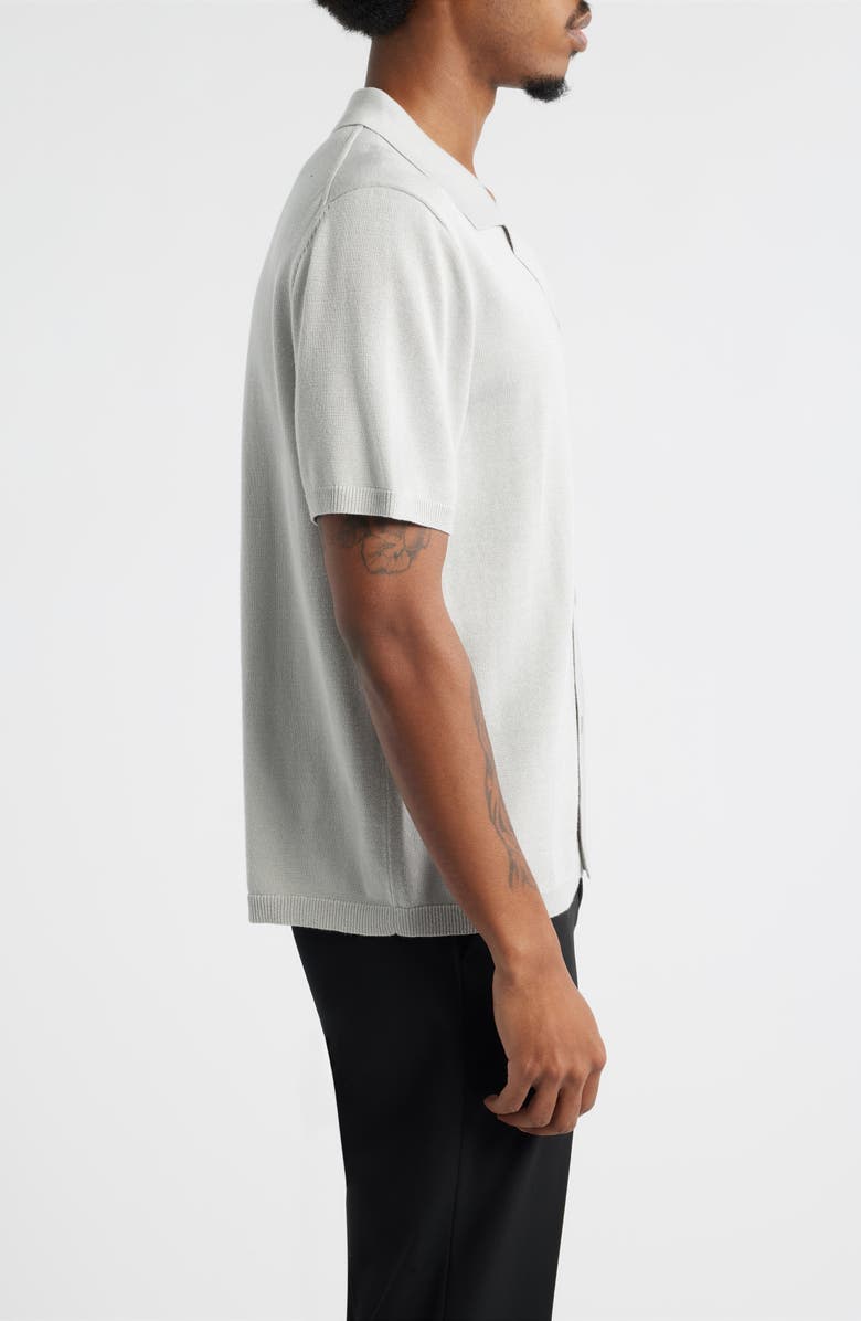 Open Edit Camp Short Sleeve Button Up Sweater, Alternate, color, Grey Violet