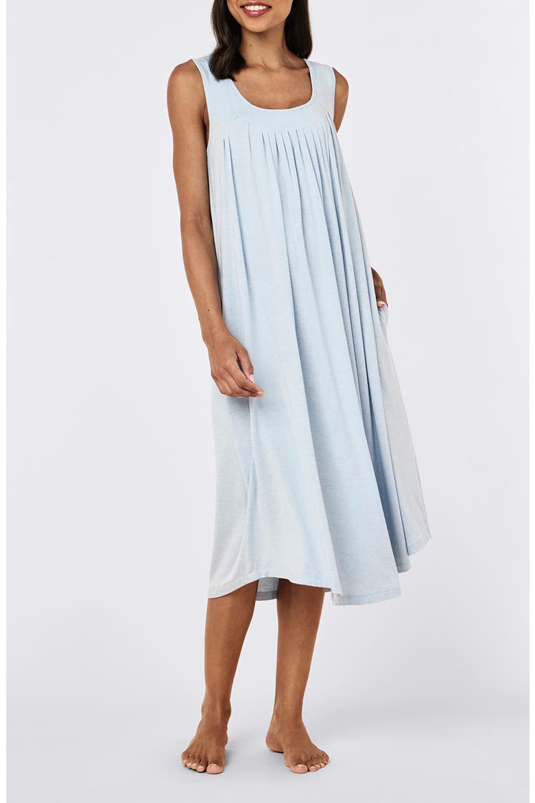 Kate Pleat Front Midi Nightgown, Alternate, color, BLUE