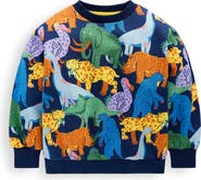 Mini Boden Kids' Dino Print Long Sleeve Cotton T-Shirt