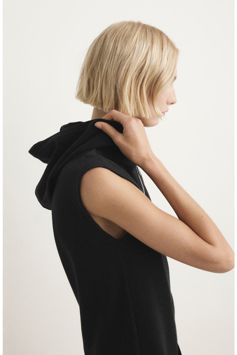 Half Zip Hooded Nightgown, Alternate, color, BLACK