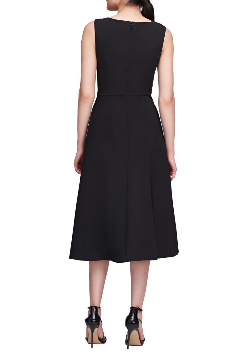 Begonia Crepe & Chiffon Midi A-Line Dress, Alternate, color, BLACK
