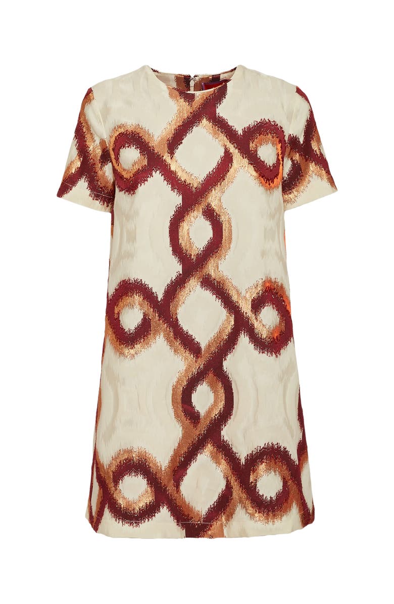 La DoubleJ Mini Swing Dress Tackle Jacquard Bordeaux, Alternate, color, 