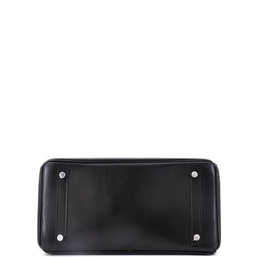 Pre-owned Hermes  Hermes Birkin Handbag Black Box Calf With Palladium Hardware 30 In Black