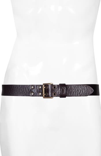 Eyelet Distressed Leather Belt