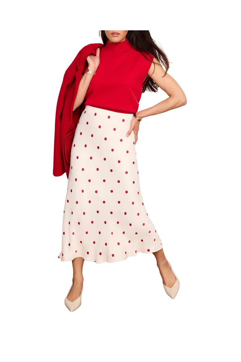 Polka Dot Slip Skirt, Alternate, color, Red