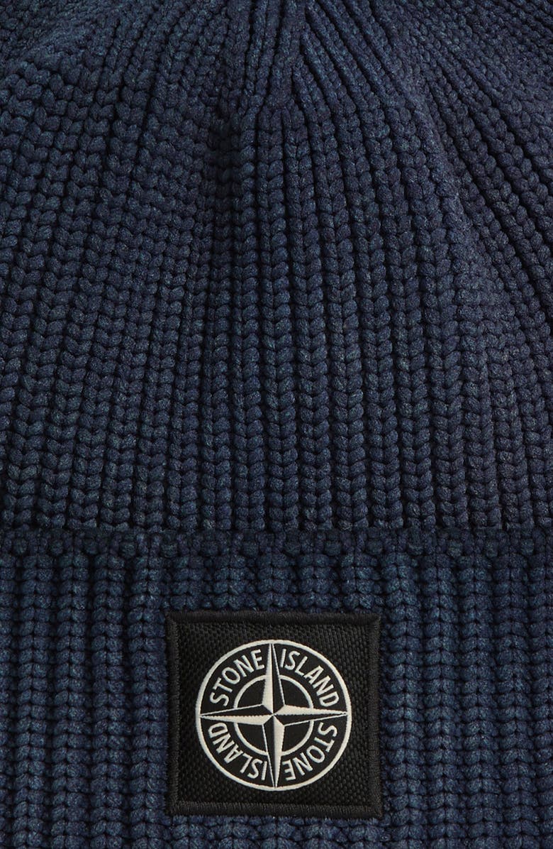 Stone Island Compass Logo Patch Rib Beanie, Alternate, color, V0020 Navy Blue