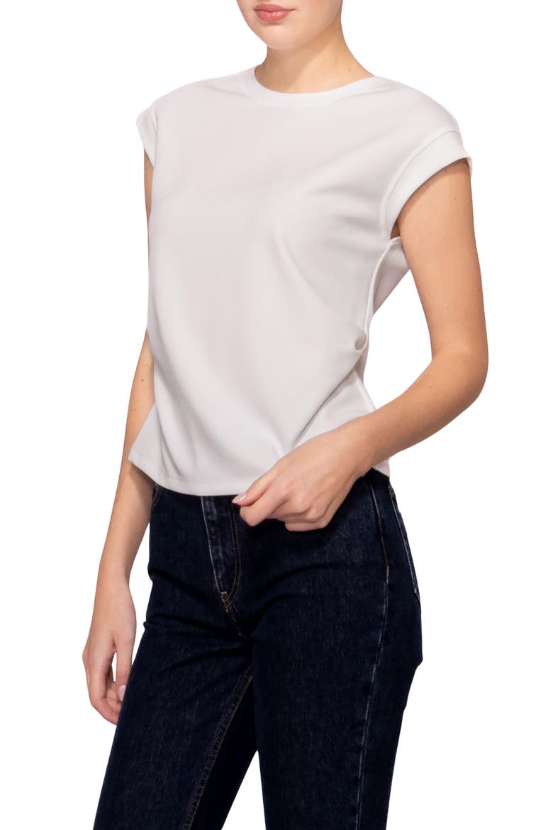 Cinched Techno Top, Alternate, color, WHITE