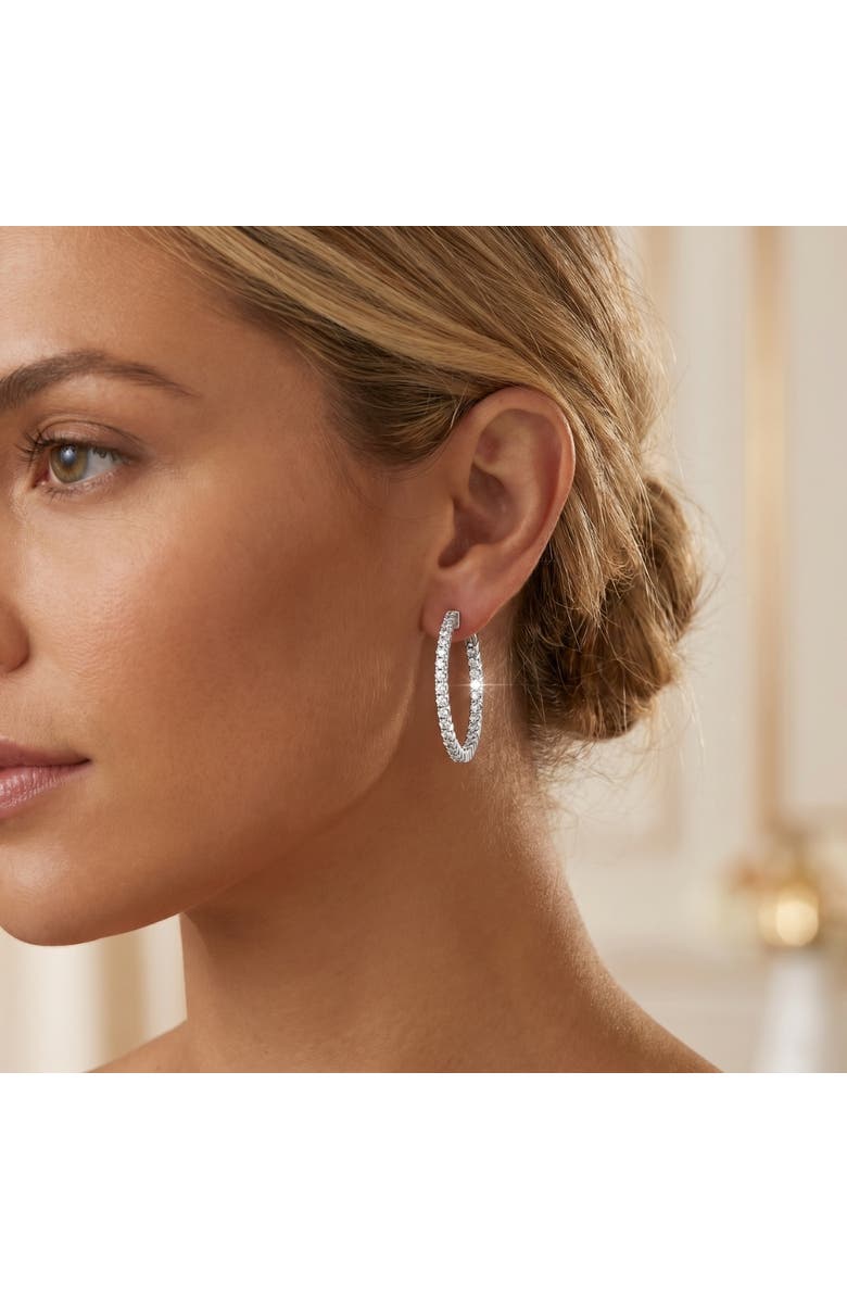 Bliss Diamond 1Ct Diamond Hoops Inside Outside 1" Tall Lab Grown, Alternate, color, Silver