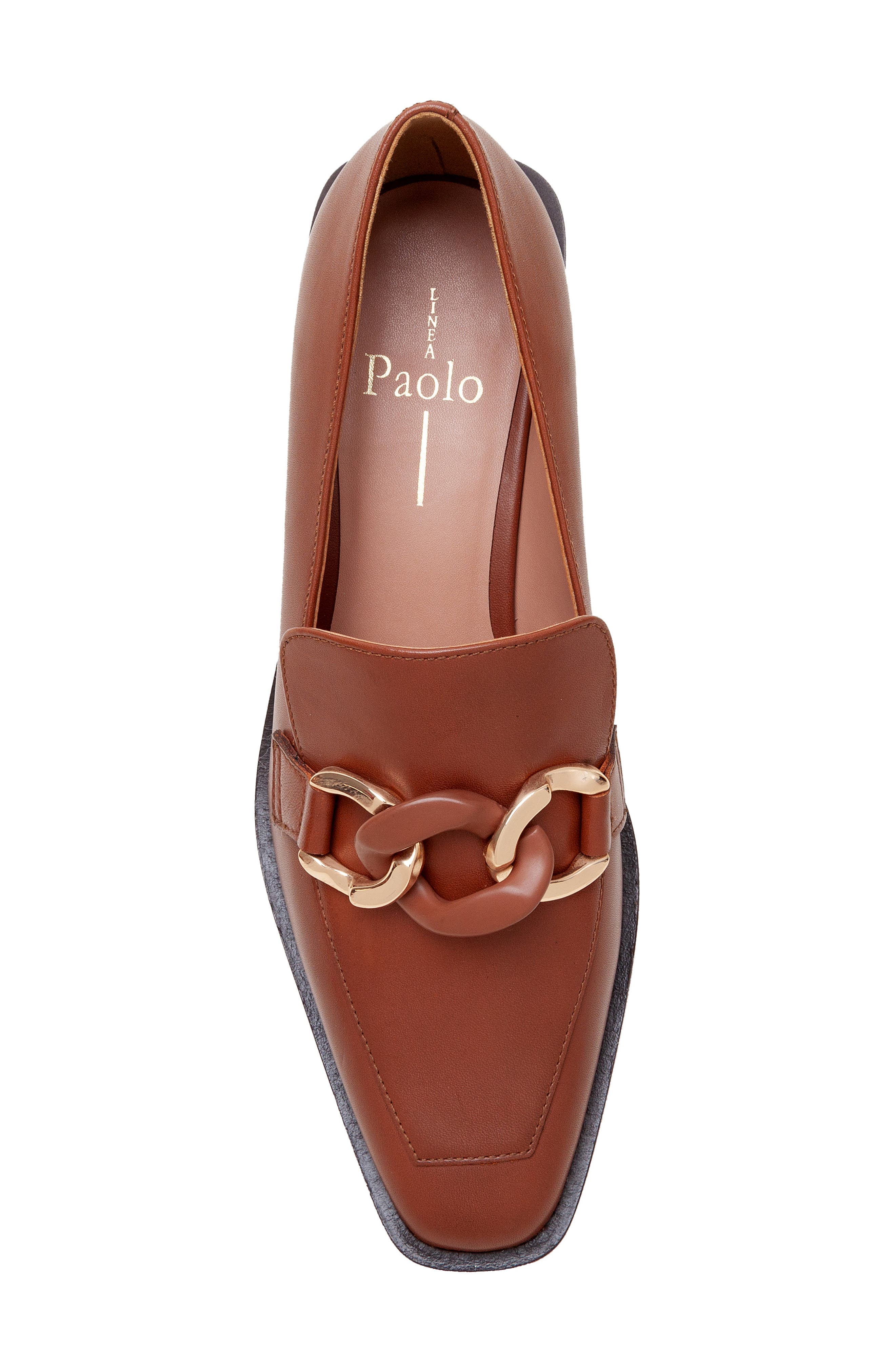 Chrystie Chain Block Heel Loafer, Alternate, color, COGNAC