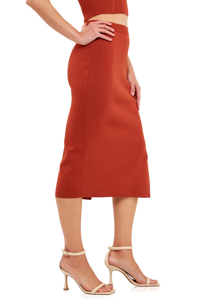 Side Slit Midi Skirt, Alternate, color, BURNT ORANGE