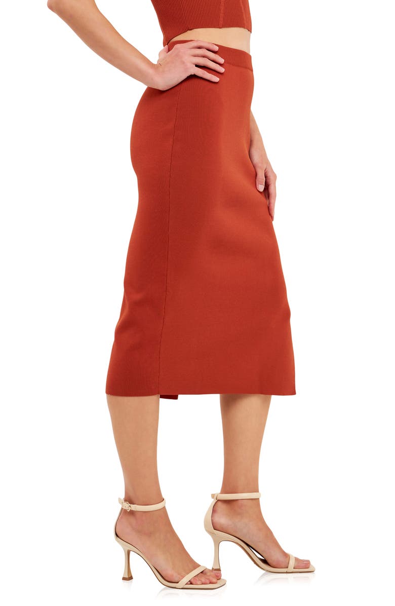 Endless Rose Side Slit Midi Skirt, Alternate, color, Burnt Orange