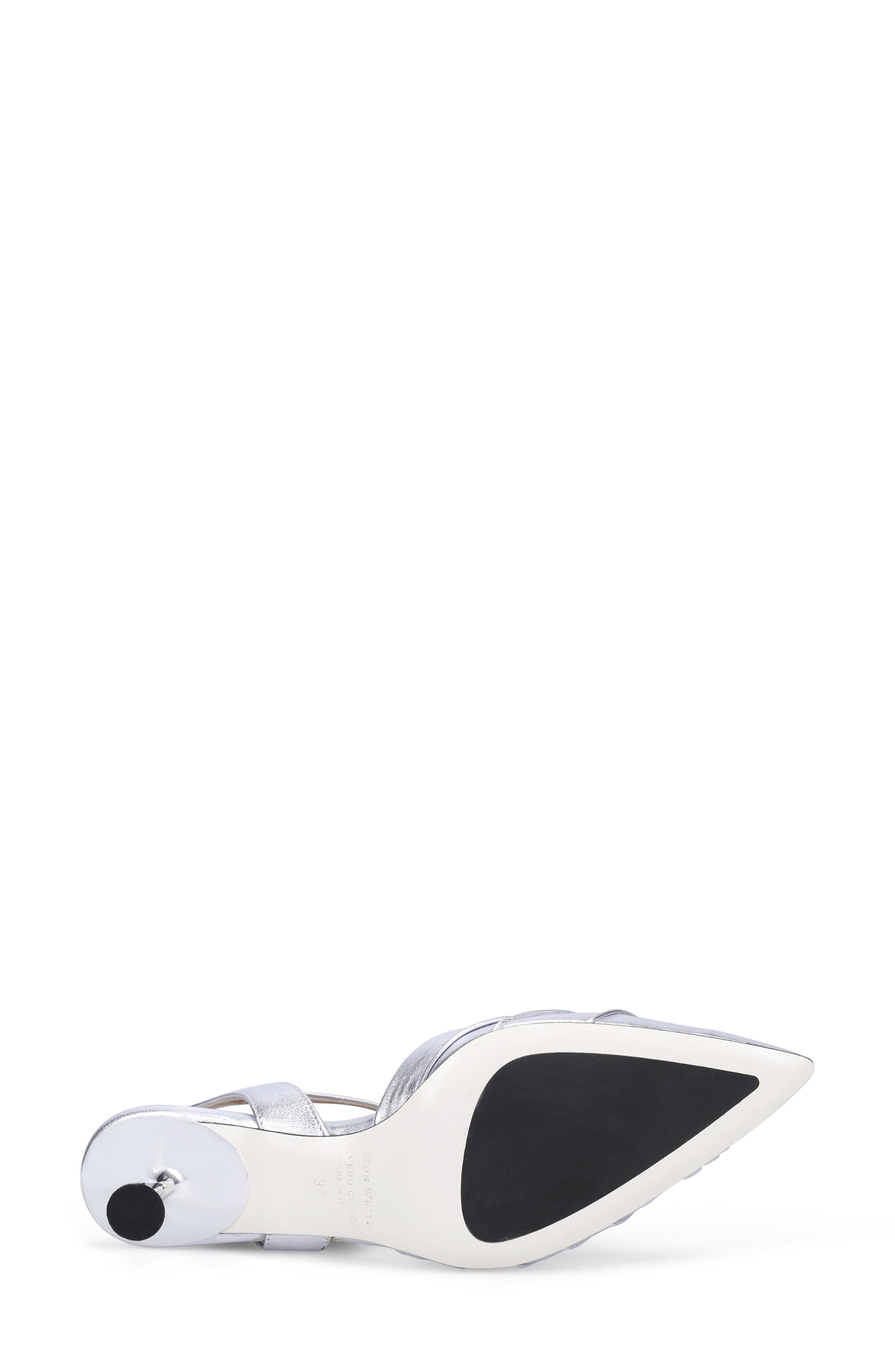 Ron White Quinelle Ankle Strap Pointed Toe Kitten Heel Pump, Alternate, color, Silver