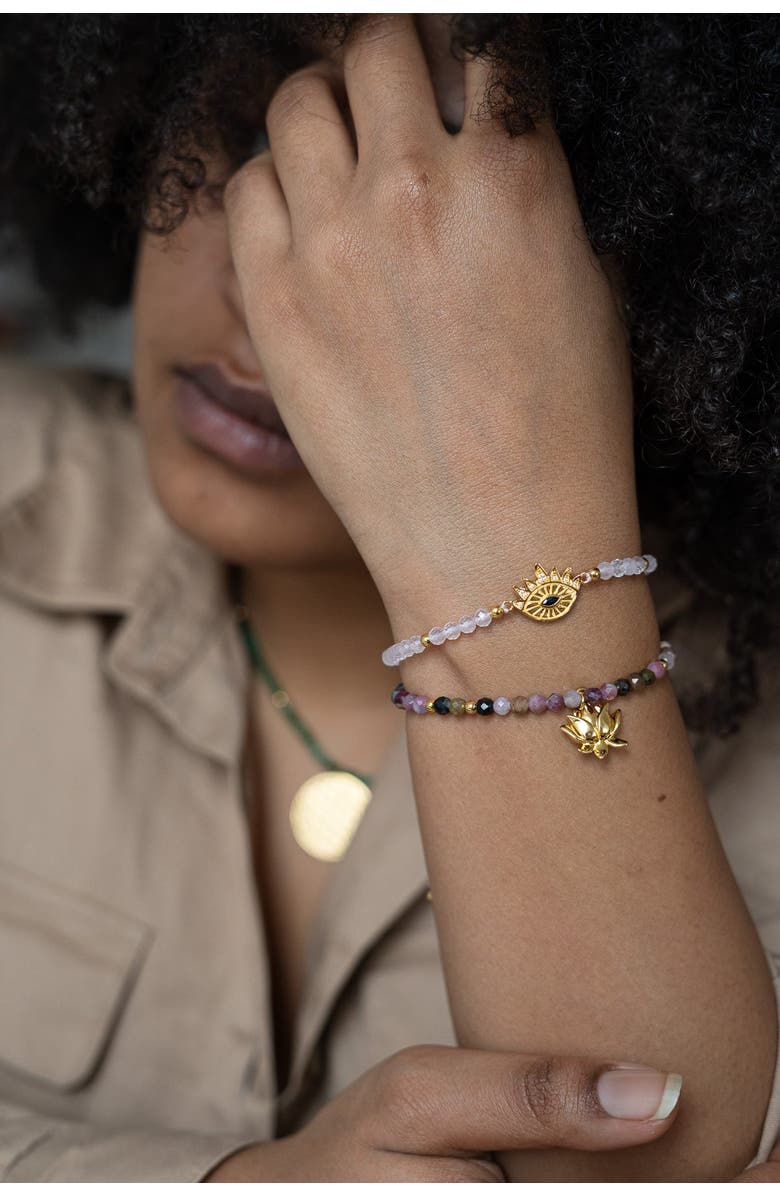 Seven Saints Heart Healing Evil Eye Bracelet, Alternate, color, Gold
