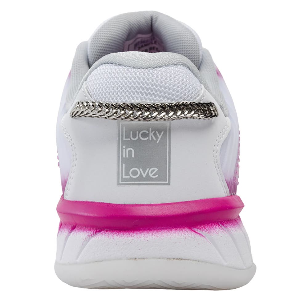 K-Swiss x Lucky In Love Hypercourt Express 2 Womens Tennis Shoes, Alternate, color, White/Mulberry/Silver