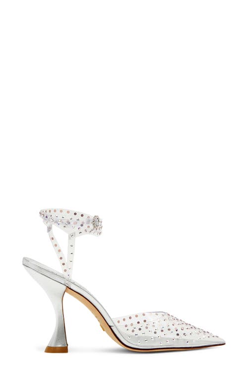Stuart Weitzman , Glam Xcurve 100 Wrap Pump, Pumps, Silver, Pvc In Clear/silver/clear