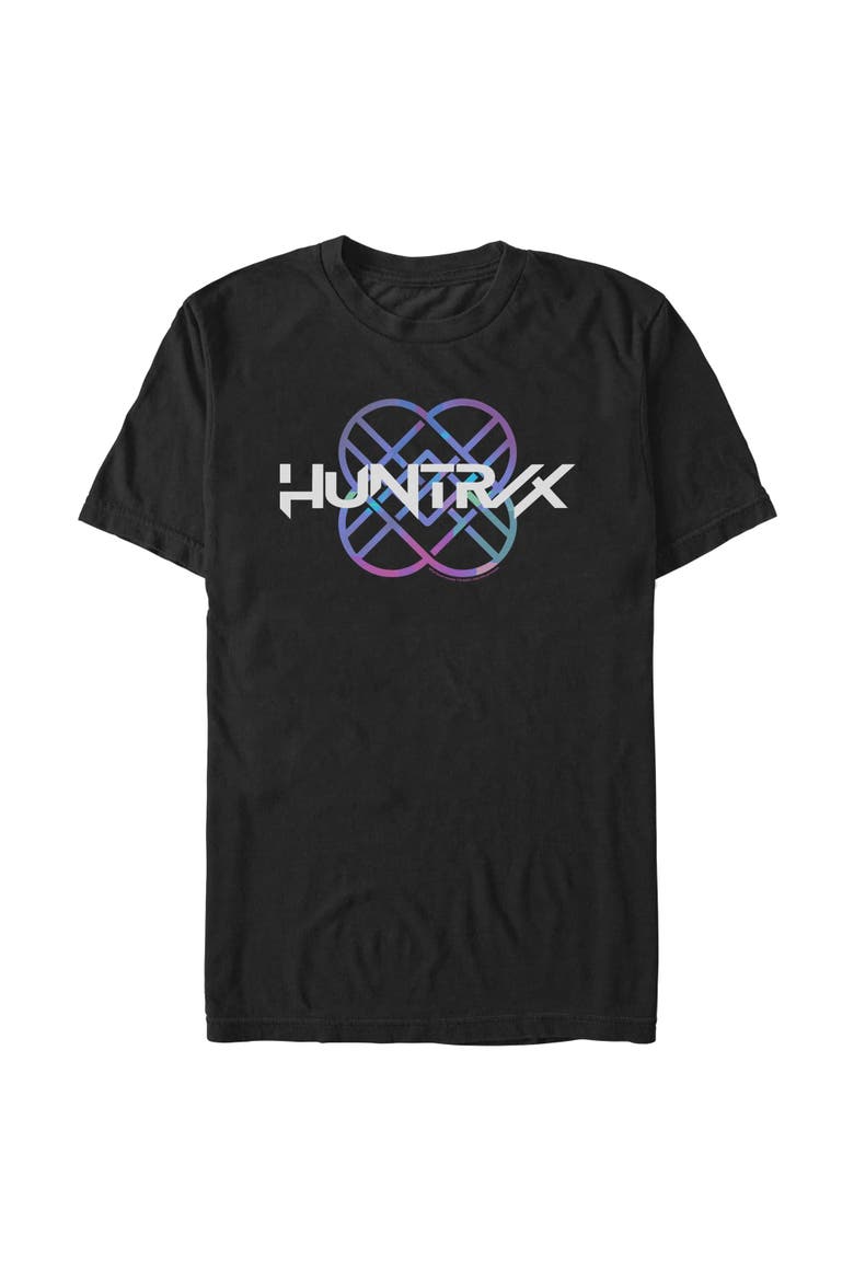Mens KPop Demon Hunters Huntrix Holographic Logo T Shirt, Main, color, Black