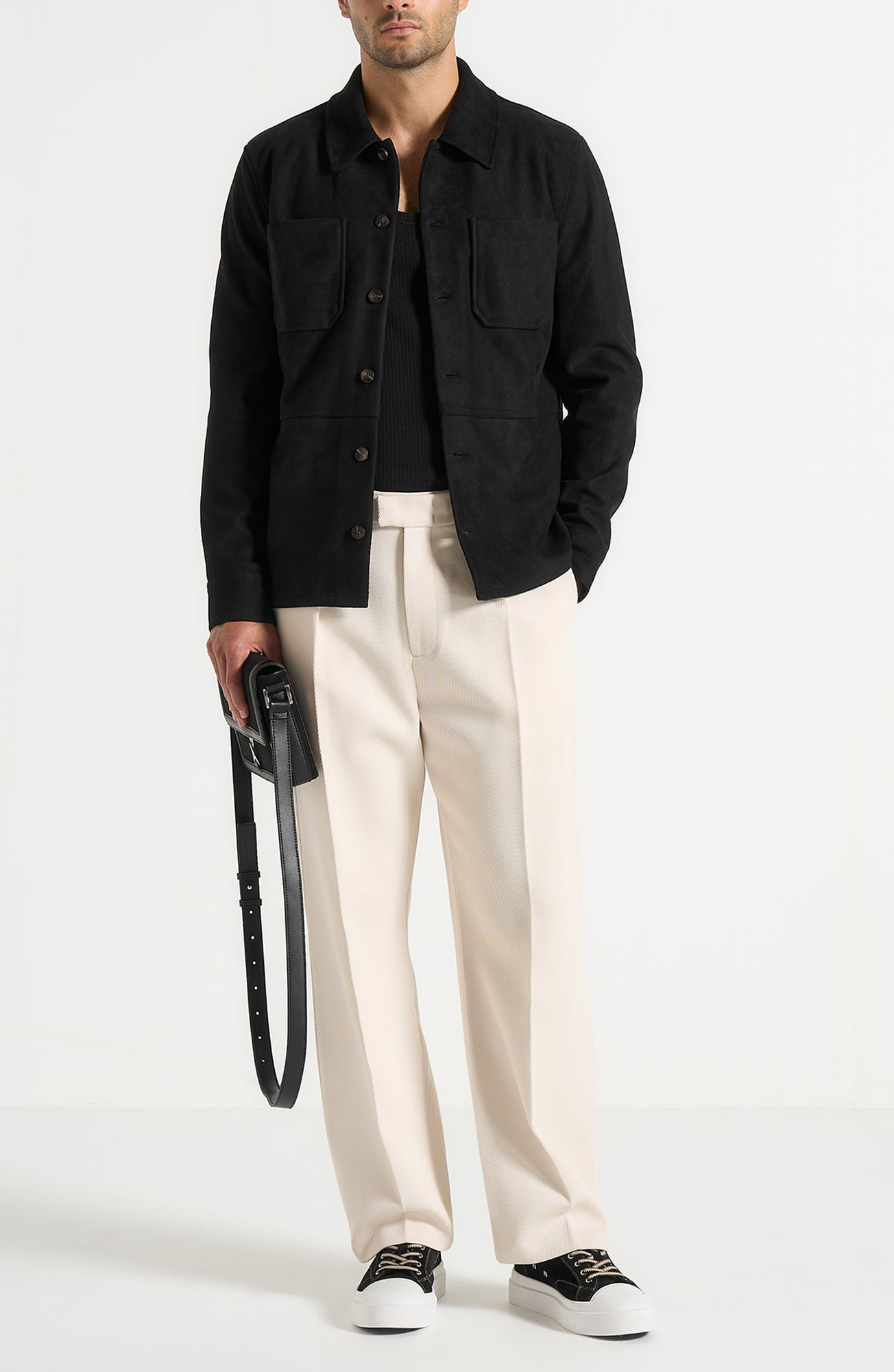 Manière De Voir Vienna Suede Contrast Stitch Sneaker, Main, color, Black