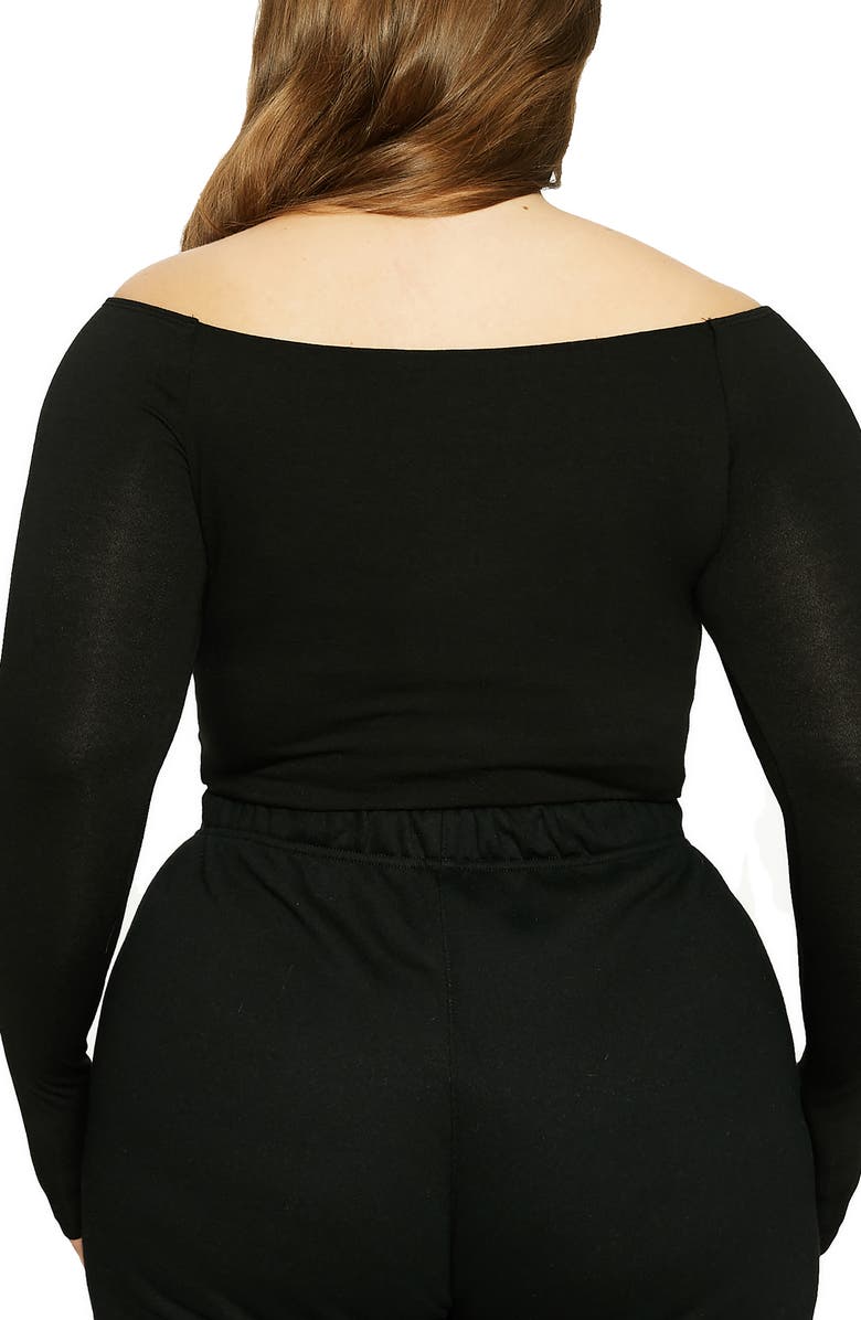 Naked Wardrobe x Lori Harvey Front Cutout Off the Shoulder Crop Top, Alternate, color,