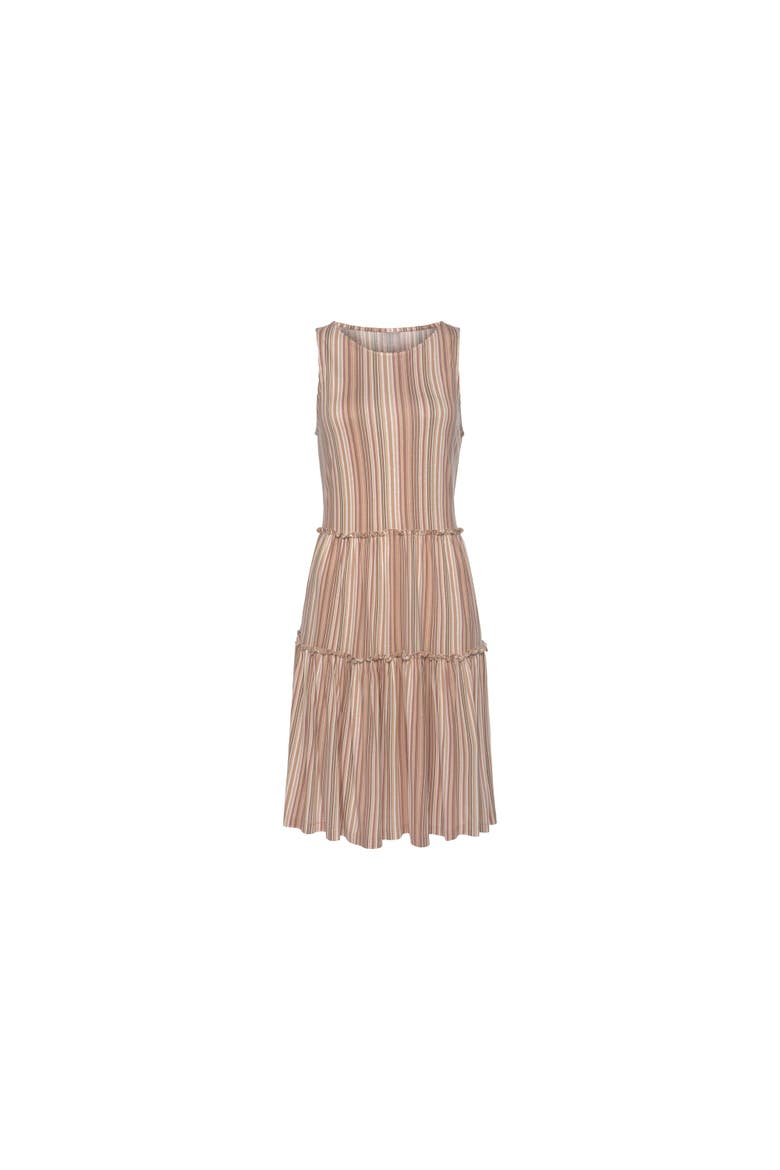 Flowy Tiered Dress, Alternate, color, Brown White Striped