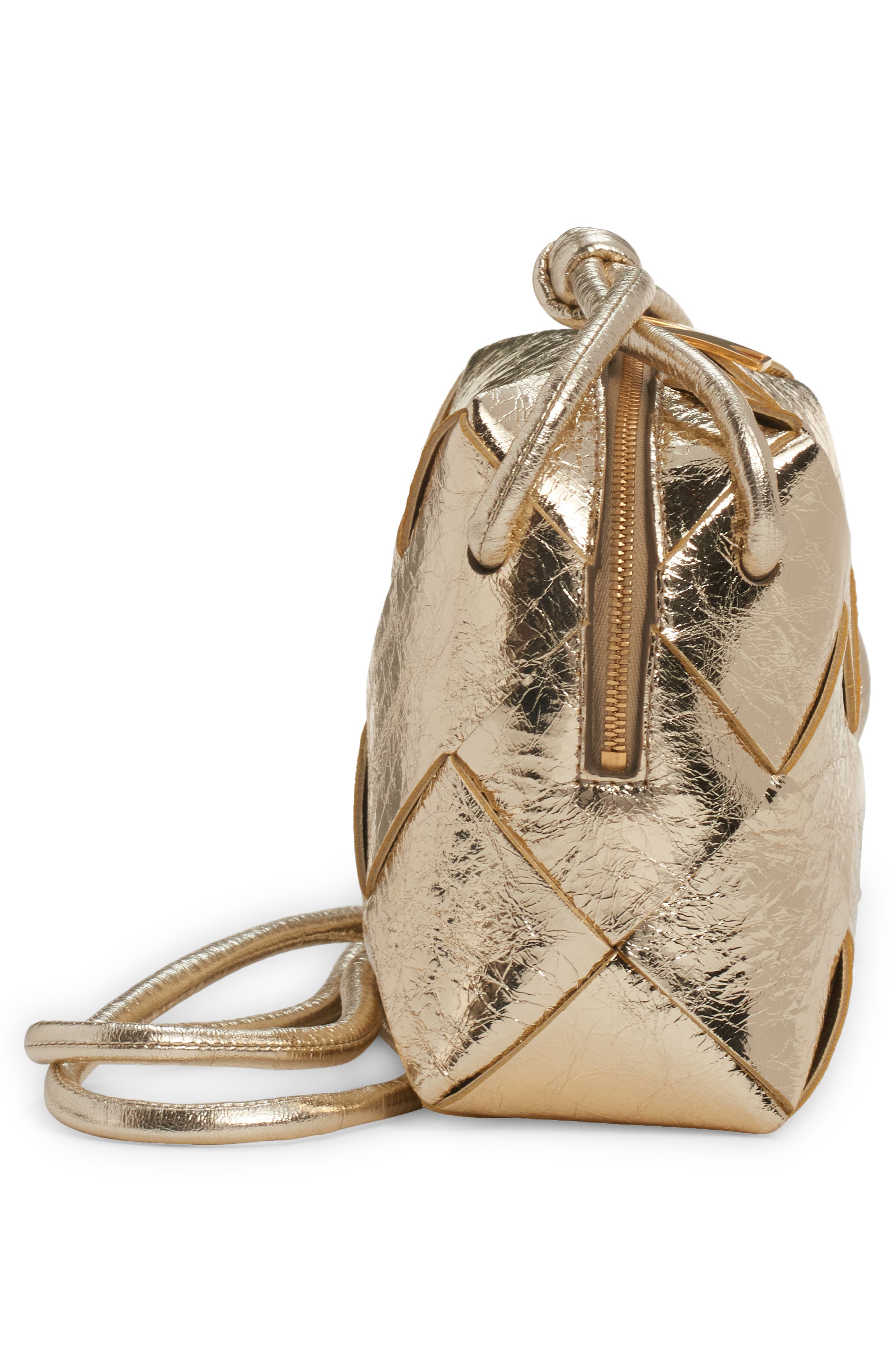 Small Clicker Intreccio Leather Shoulder Bag, Alternate, color, SUPERMOON/ GOLD