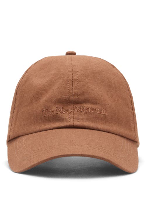 Mango Linen-blend Cap With Embroidered Message Brown In Brown