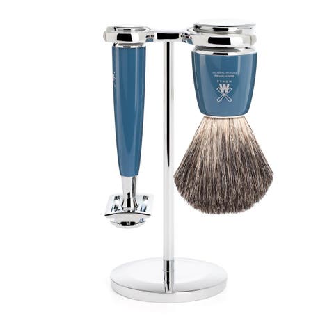 Rytmo Petrol Blue 3 Pc. Pure Badger / Safety Razor Shaving Set