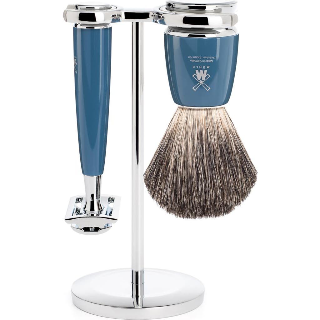 Mühle Rytmo Petrol Blue 3 Pc. Pure Badger / Safety Razor Shaving Set In Blue